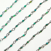 CSO6. Chrysocolla Black Rhodium Sterling Silver Wire Chain